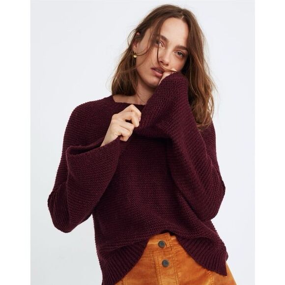 Madewell Sweaters - Madewell Wide-Sleeve Pullover Sweater in Hthr Maroon Size XS